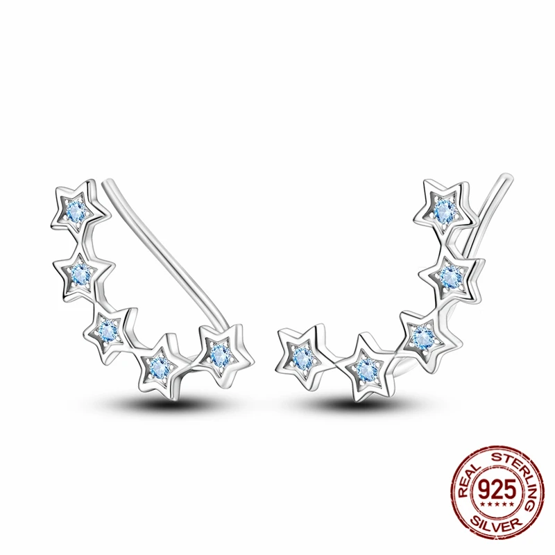

High-quality S925 sterling silver earrings, women's star earrings, anniversary and wedding jewelry gifts.
