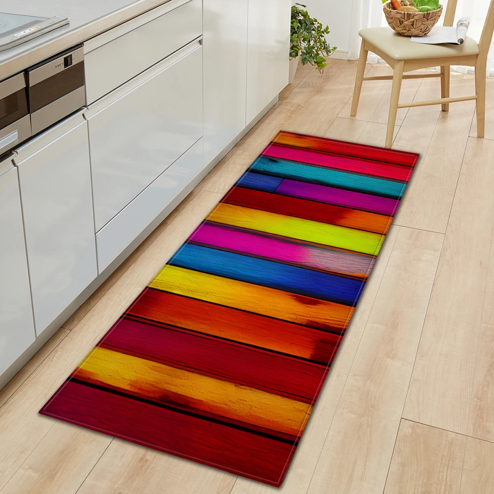 

Wood Grain Kitchen Floor Mat House Entrance Doormat Balcony Living Room Decor Carpet Bedroom Bath Hallway Door Non-Slip Foot Rug