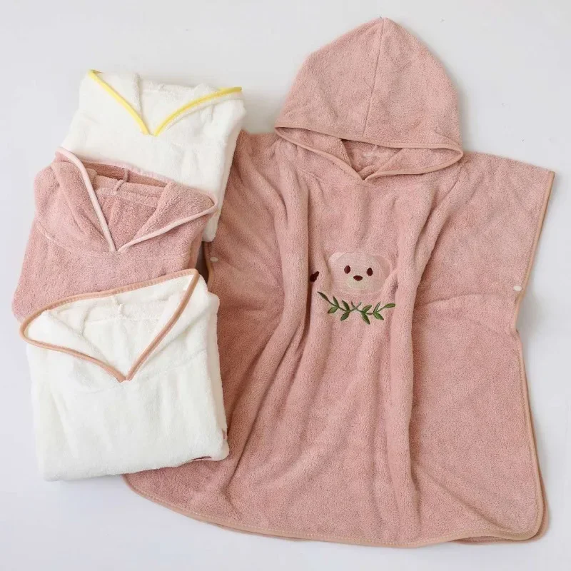 Baby Bathrobe Hooded Towel Soft Coral Velvet Child Bath Towel Cloak Cute Warm Towel Blanket Toddler Sleeping Swaddle Wrap