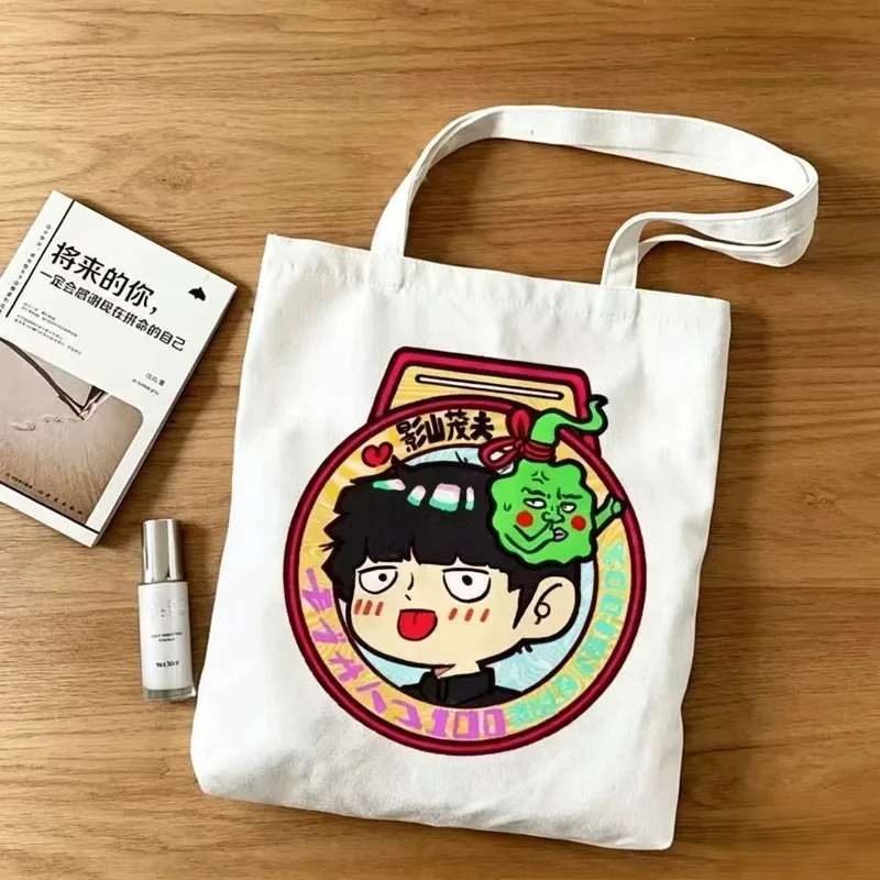 Neue Mob Psycho 100 Shigeo Kageyama Reigen Arataka Dimple Canvas-Tasche für Schüler, Große Kapazität, Schultertasche mit Hohem Farbwert – Detail 2