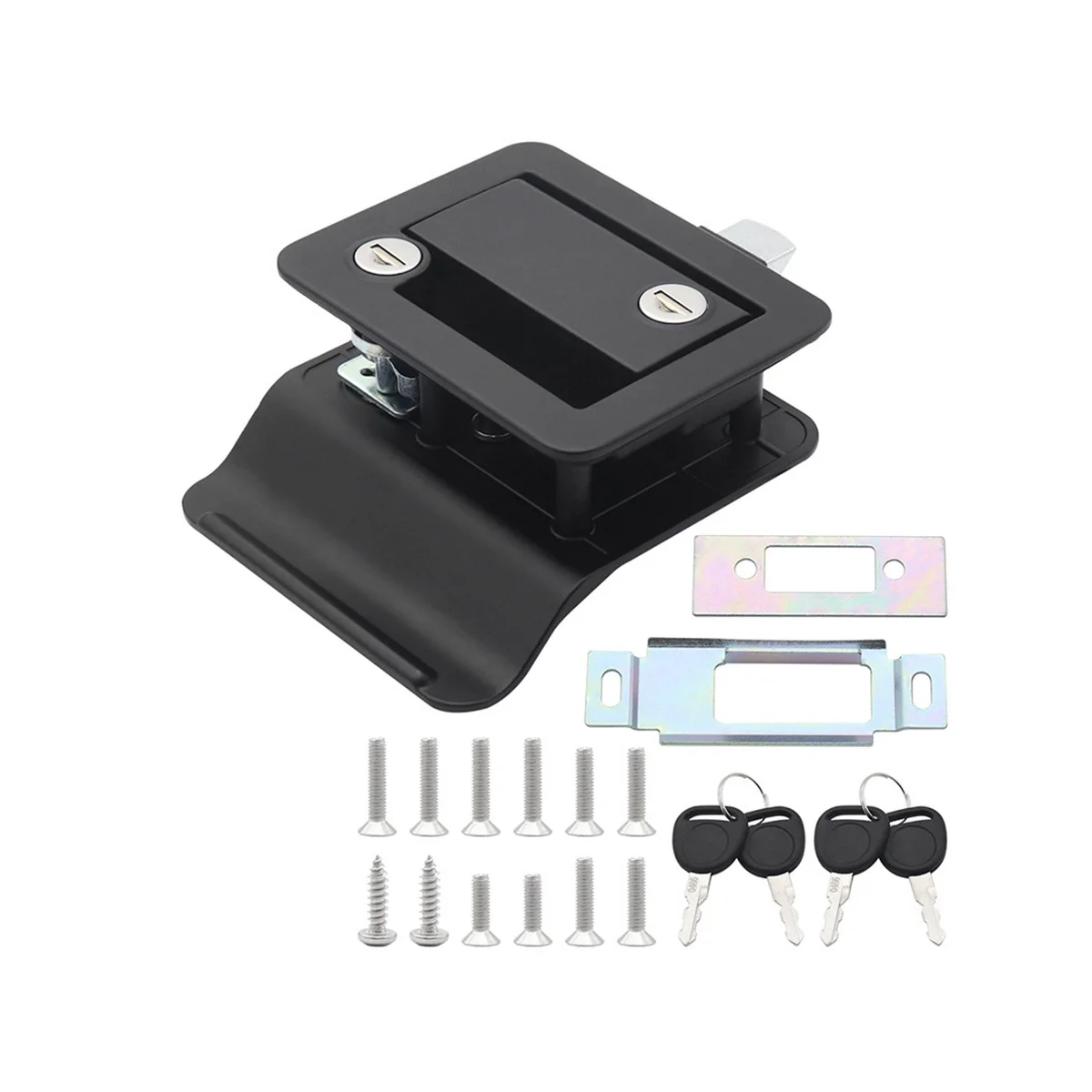 RV Trailer Entry Door Lock RV Door Lock Replacement Double Open Door with Deadbolt Computer Key Door Handle Black