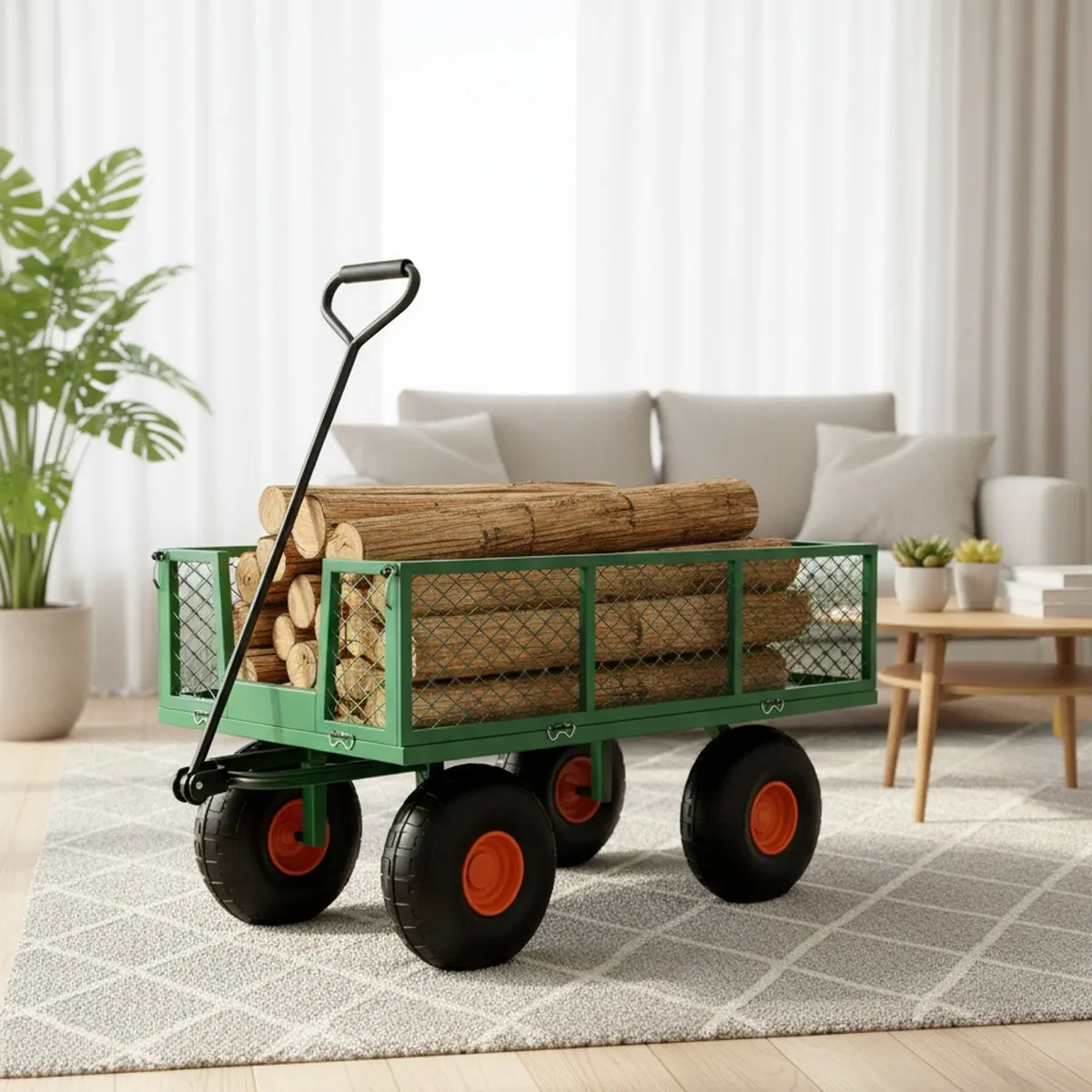 Heavy Duty Steel Garden Cart 500lb Capacity Wagon 10in Wheels Plant Tool Transport