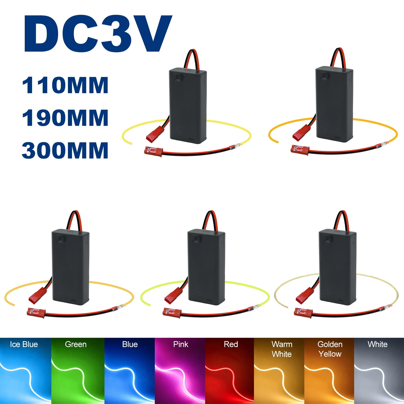 DC 3V Battery Powered LED Filament 110mm 190mm 300mm Red Green Ice Blue Pink Flexible Lamp for DIY Edison Bulb Parts Diode Decor