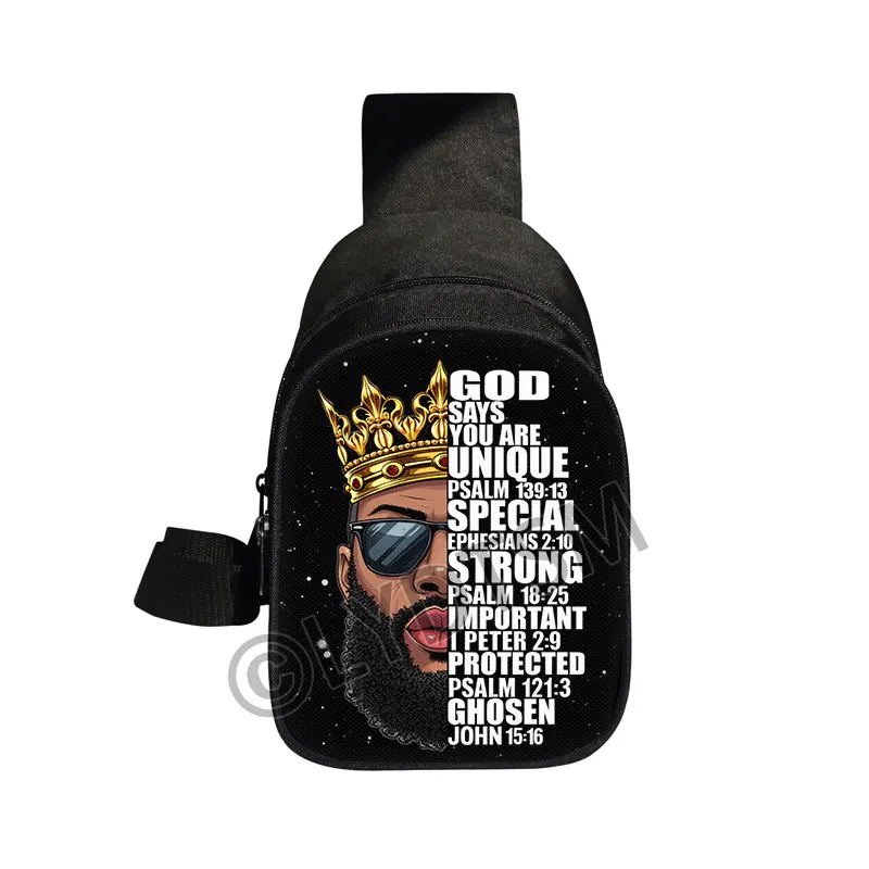Re leoni neri con borsa sul petto con stampa corona Afro Man Preghiera Borse a tracolla da donna per borse a tracolla da viaggio Portachiavi per telefono