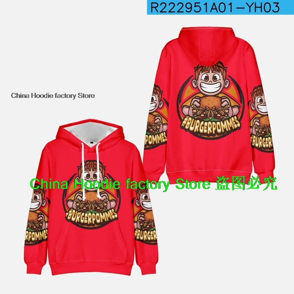 2024 New Hot Burger pommes themed hoodie children's hoodie children's autumn clothing adult hoodies Burger pommes Style 11-1 CXG