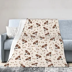 Jack Russell Terrier Dog With Bones Blankets Soft Warm Flannel Throw Blanket Bedding for Bed Living room Picnic Travel Home