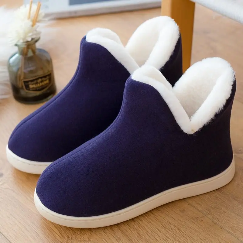 Men 2022 Spring Winter Warm Ankle Boots Indoor Plush Slipper Boots Cozy Home Furry Loafers Unisex Women Shoes
