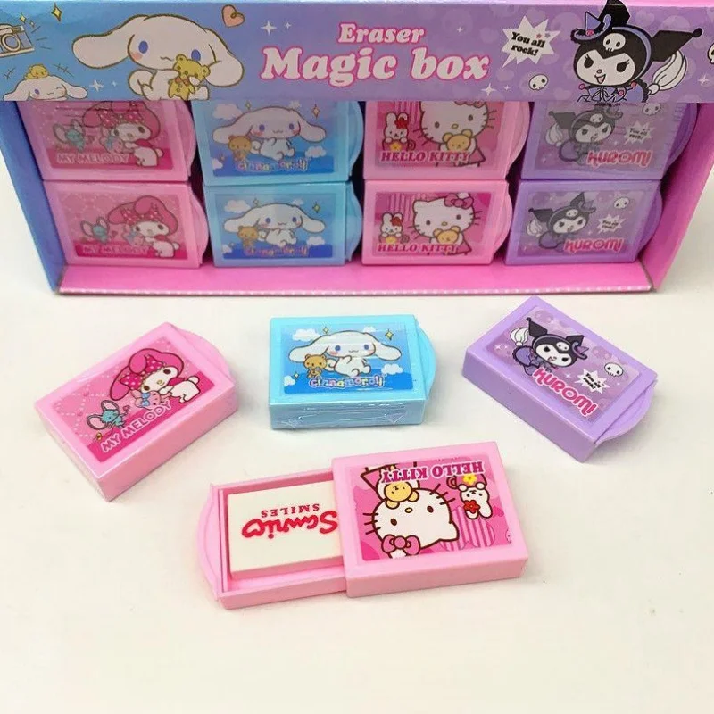 Sanrio Hello Kitty Kuromi My Melody Cinnamoroll Cute Stationery Eraser Student Children Cartoon Small Box School Supplies Gift