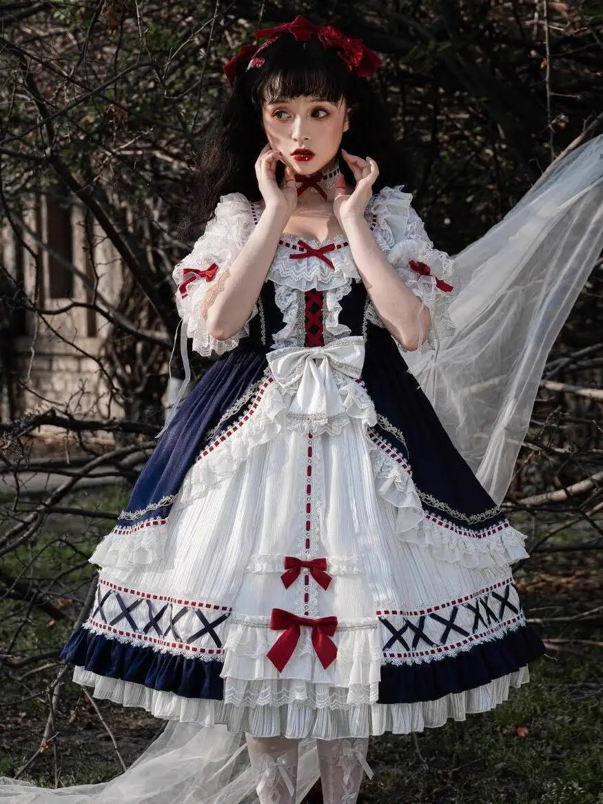 

Новое Белоснежное платье Лолиты для невесты, повседневное элегантное платье для тяжелой промышленности, великолепное платье Лолиты, фиеста, карнавал, Хэллоуин, косплей
