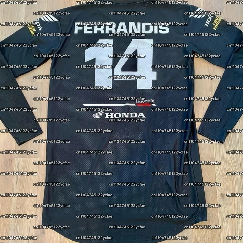 

HONDA 2025л # Мужская майка FERRANDIS для гонок на мотоциклах 14, дышащая, быстросохнущая, с длинным рукавом, удобная для верховой езды с длинным рукавом