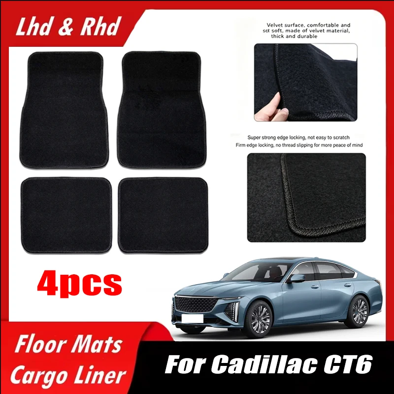 

4pcs Car Floor Mats All-Weather Easy To Clean Durable Anti-Slip Interior Protection Floor Liners For Cadillac CT6 Accessories