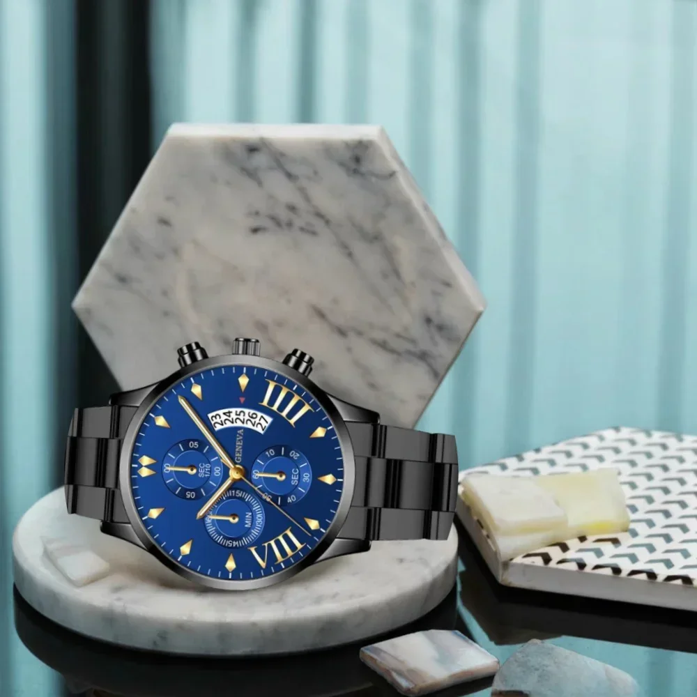 นาฬิกาควอทซ์ธุรกิจนาฬิกาสแตนเลสนาฬิกาควอตซ์หรูหราของผู้ชายนาฬิกาข้อมือหน้าปัดกลมสำหรับกิจกรรมทางธุรกิจ