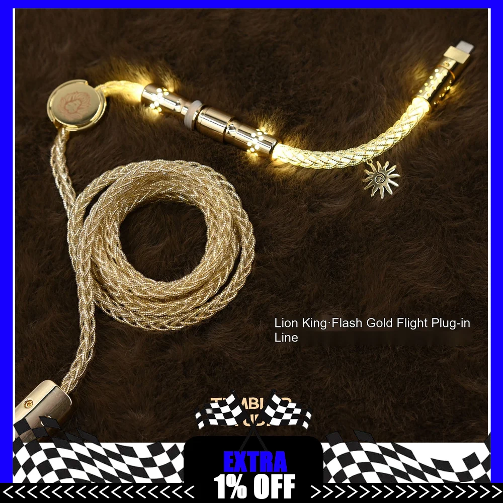 Tumbler Studio Lion King Theme Single Crystal Copper Custom Mechanical Keyboard Aviator Cable Magnetic Switch Gaming Coiled Cord