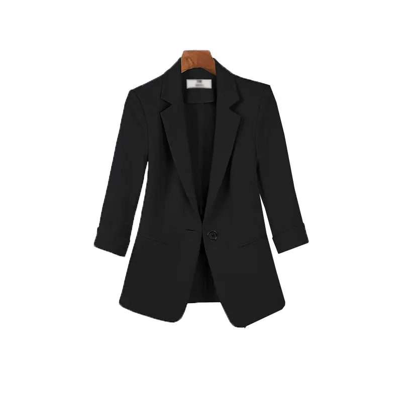 Ensemble assressentideux pièces professionnel noir imbibé pour femmes, blazers décontractés élégants coréens, veste et pantalon d\'été, vêtements