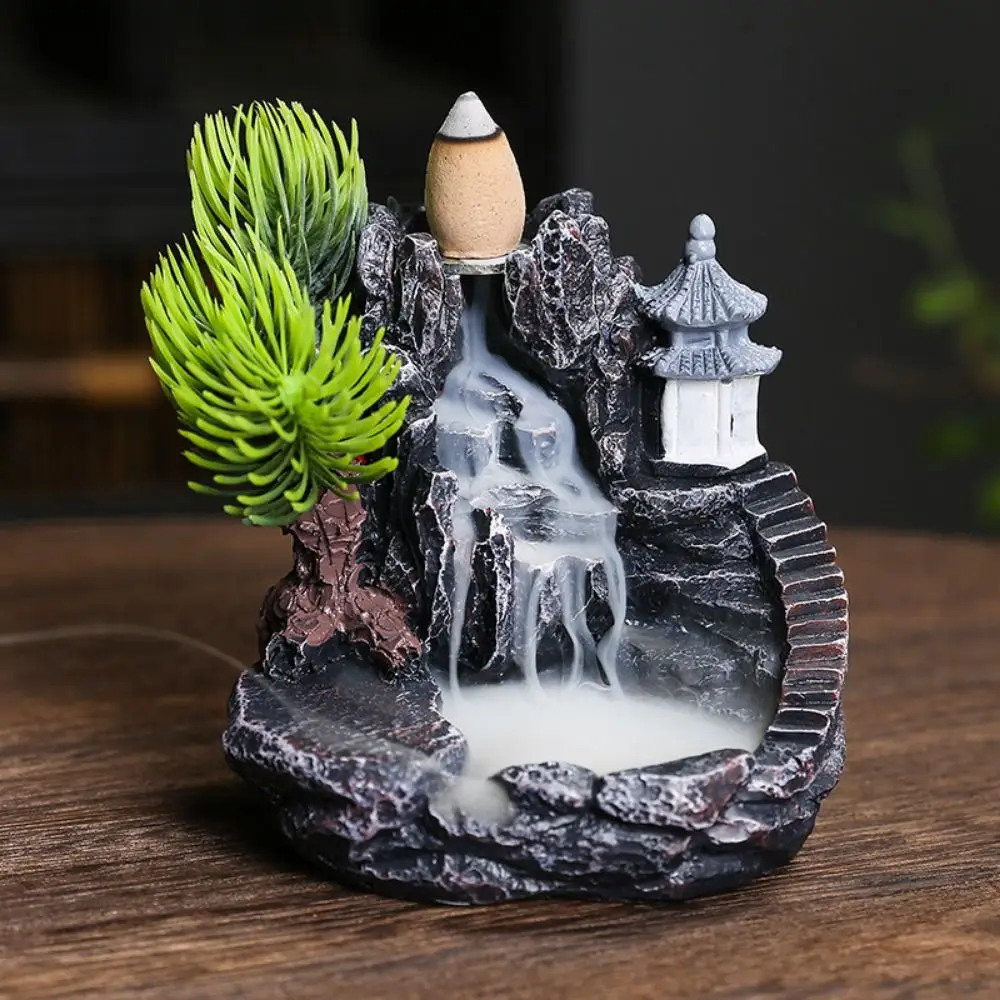 

With Backflow Incense Cones Waterfall Incense Burner Resin Exquisite Backflow Incense Holder Retro Backflow Incense Burner