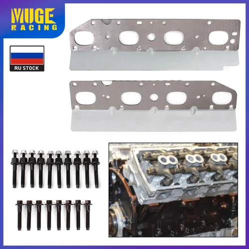 Imagen 1 del producto Juego de juntas de colector de escape de coche con pernos L + R y sistemas de escape de tuercas para motor Chrysler Dodge Ram 5.7L V8 TC036 09-20