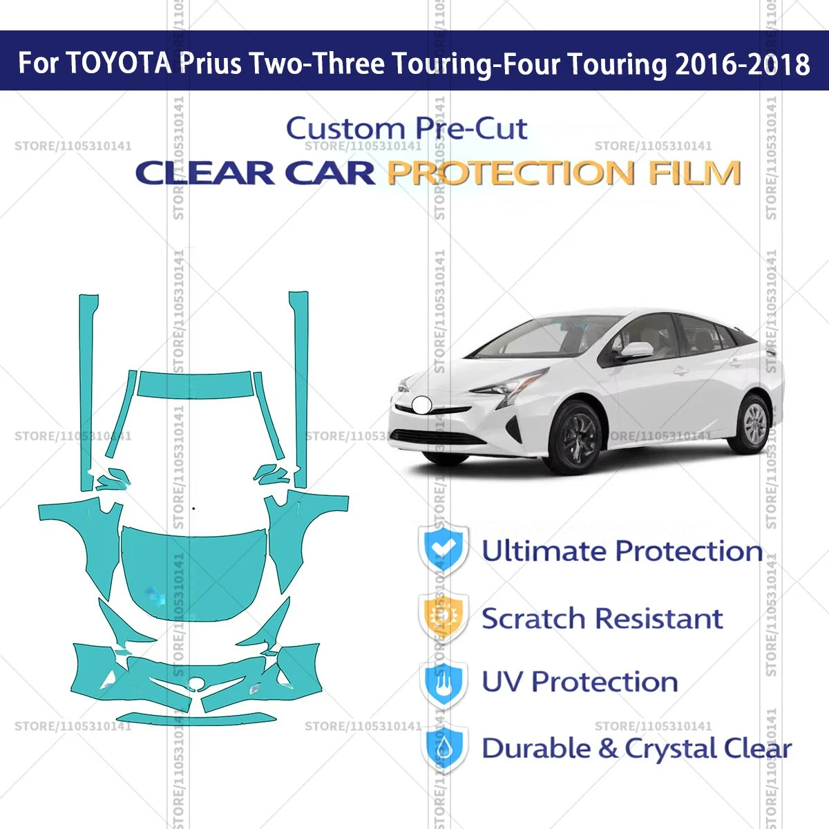Pre-Cut Paint Protection Film PPF Transparent Car Film Automotive PPF For TOYOTA Prius Two-Three Touring-Four Touring 2016-2018