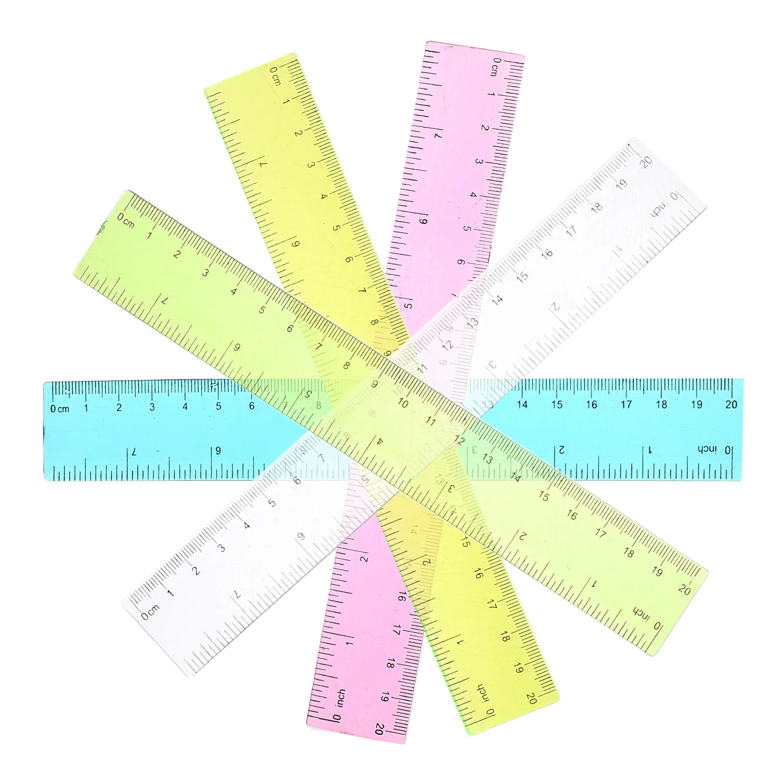

5Pcs Color Plastic Ruler Flexible Drawing Measuring Tools Set Portable Drawing Accessories Student Office Supply Professional