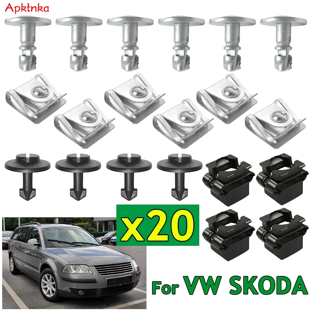 APKTNKA Engine Under Gearbox Cover Clips Undertray Body Splash Guard Fastener Screw For VW Passat 1997-2005 SKODA Superb I Car