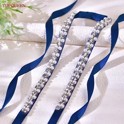 TOPQUEEN Bride Belt Silver Diamond Wedding Belt banchetto Party Pearl Dress accessori accessori per damigella d'onore per ospiti di nozze S381