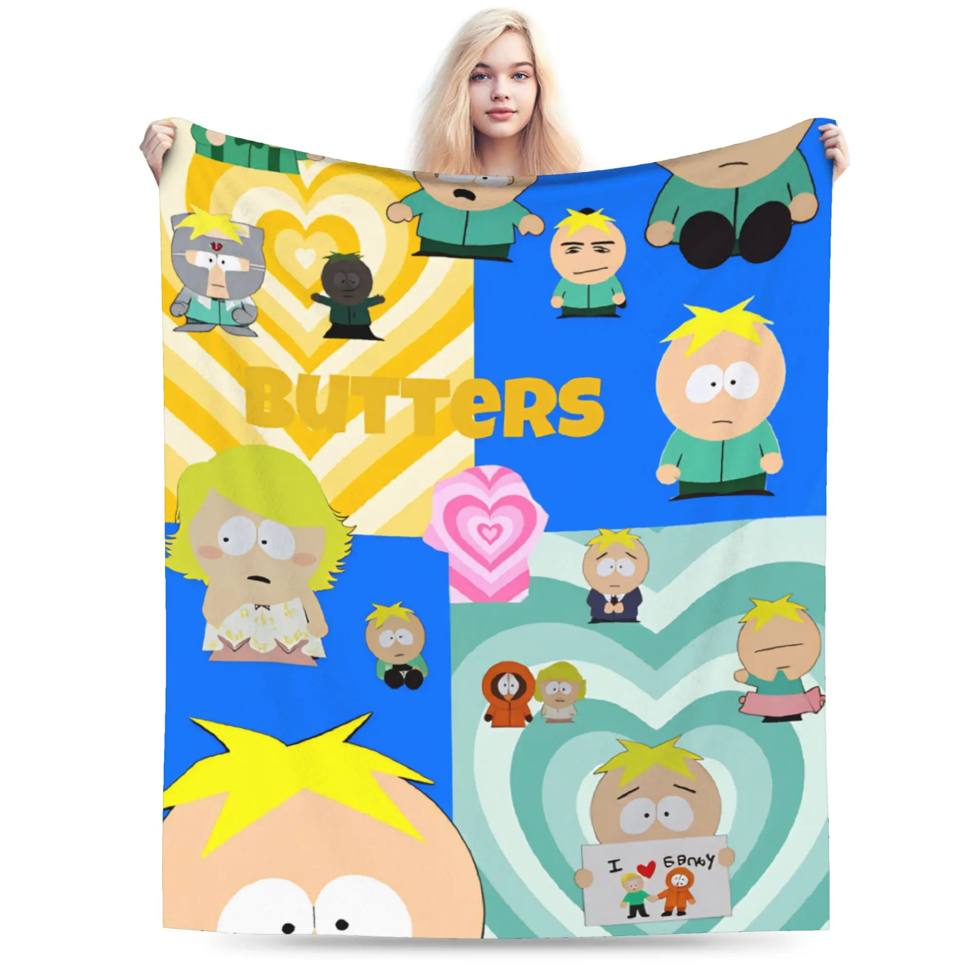Butters Stotch Blankets Southes Cartoon Parks Warm Trend Plush Throw Blanket For Child Couch Bed Flannel Bedspread Bed Cover