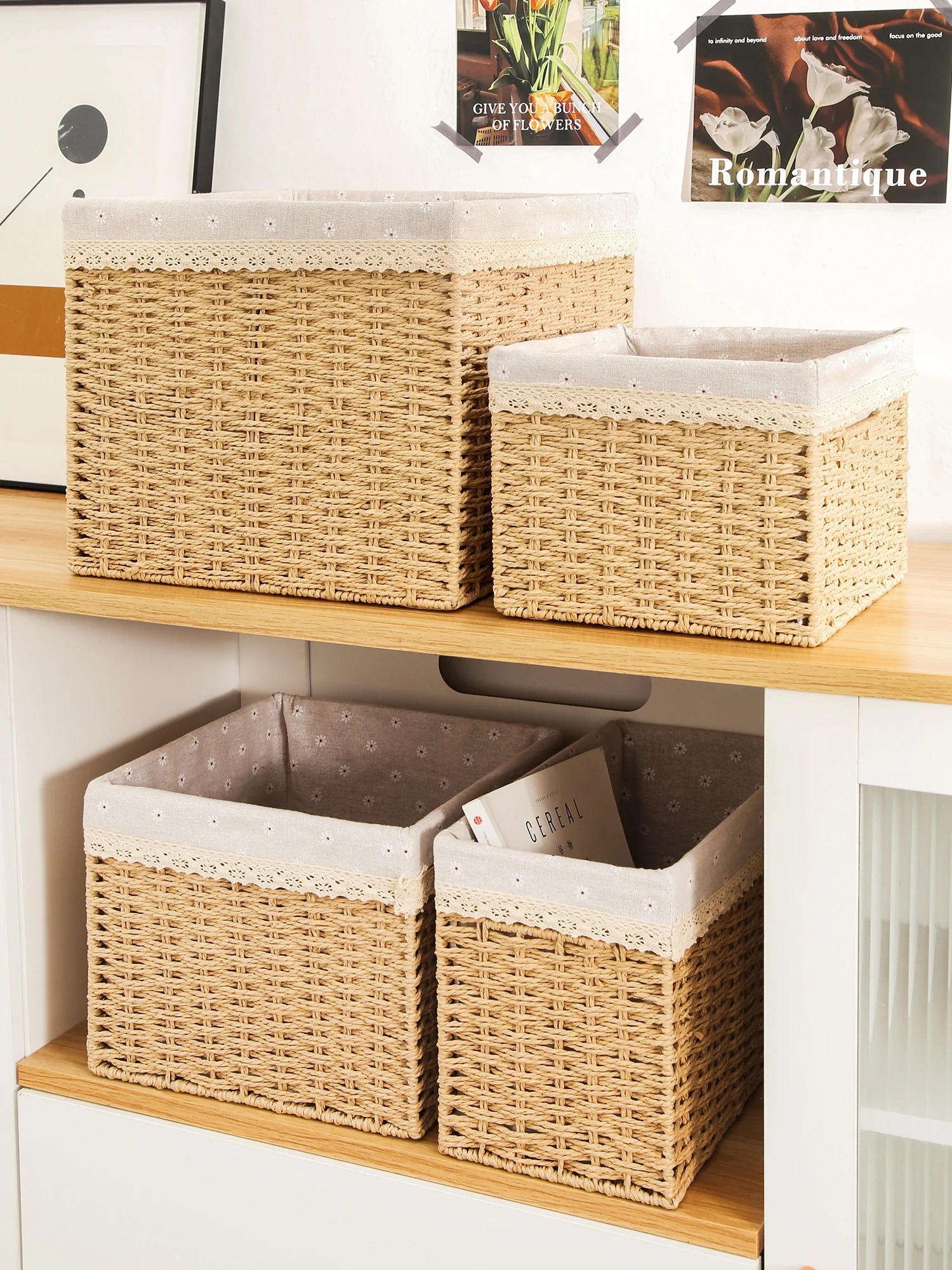 

Квадратная корзина для хранения из плетеного материала в японском стиле, органайзер для игрушек и мелочей, коробка для хранения для домашнего использования