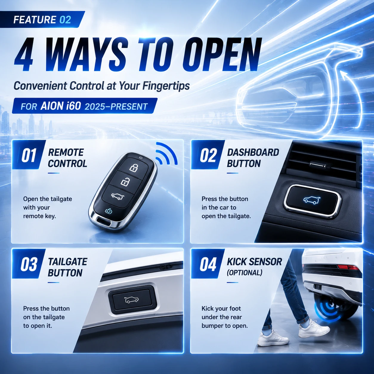 For Aion V AY5 2024-present Electric Power Tailgate Kit Auto Open & Close OEM Style Easy Installation