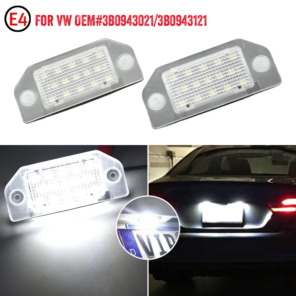 Car LED Rear Licence Plate Light Bulb Left Right For VW Passat B5 1996 1997 1998 1999 2000 2001 OEM 3B0943021 2PCS