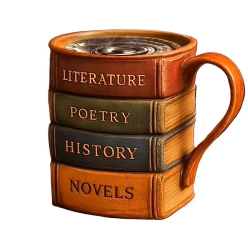 

Hot Tea Mug 3D Colored Book Design Resin Cups For Beer Heat-resistant Drinkware Mugs With Ergonomic Handle For Whiskey Juice