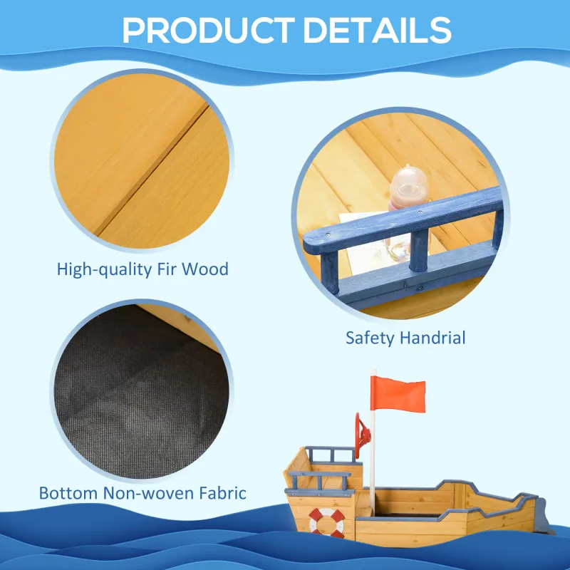 Area Child Create Design Kids Kids sandbox Liner Play Sand Sandbox Outsunny Wooden Kids Pirate Sandbox, Outdoor Sandboat with Be