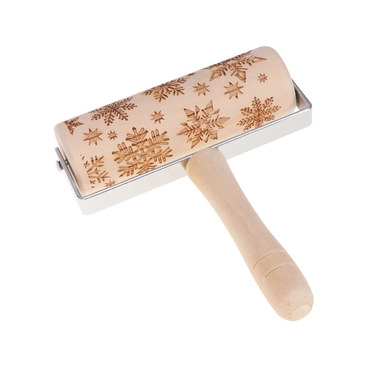 

Snowflake Rolling Pin Wooden Dough Roller Mold Embossed Tools Cartoon Patterns Deep Engraving Ideal Fondant Cakes Sugar Paste