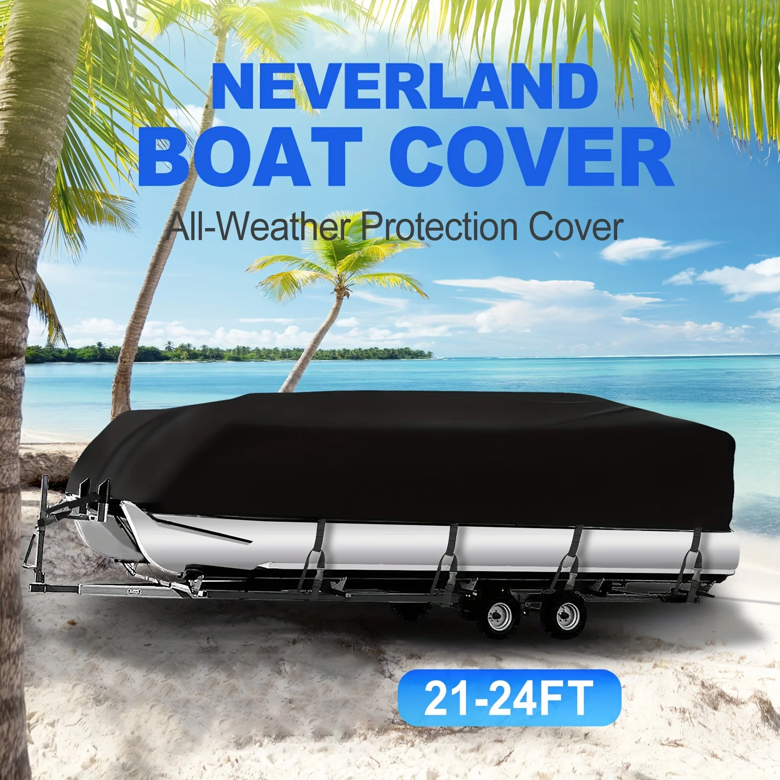 

Чехол для лодки NEVERLAND, черный защитный чехол для лодки, подходит для шириной 21/22/23/24 фута до 104 дюйма, водонепроницаемая ткань Оксфорд 210D, сгусток лодки