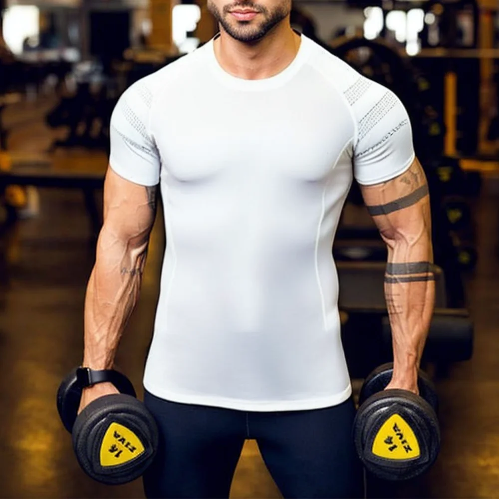 Sports T Shirt Men Gyms Short Sleeve Fitness T-shirt Male Quick Dry Workout Outdoor Tight Tees Tops