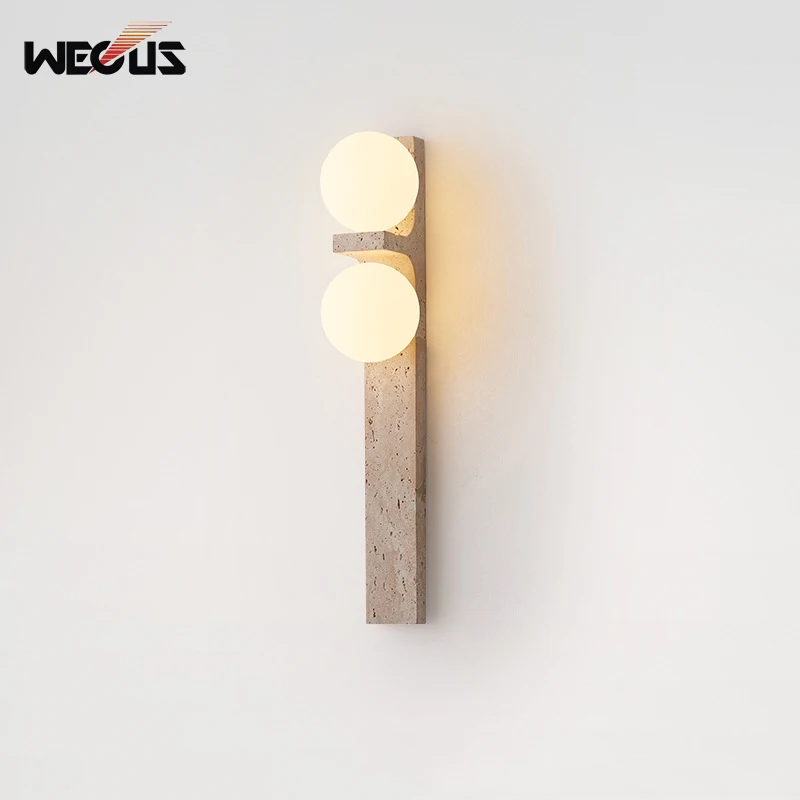 وابي سابي نمط الدرج الأصفر الترافرتين الجدار ضوء غرفة نوم ممر الممر الزجاج الجدار مصباح #1