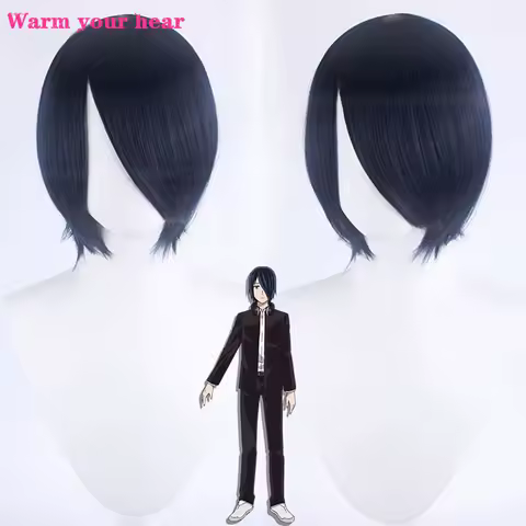 Anime Yu Ishigami Yuu Synthetic Hair Short Navy Blue Cosplay Anime Wig Heat Resistant Hair Halloween Party Unisex Wigs + Wig Cap