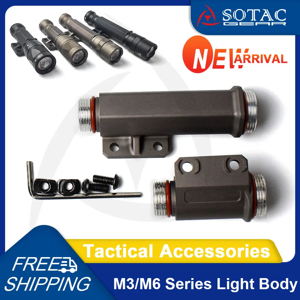 SOTAC Aluminum Tactical Light Body Mount for M300 M600 Series Flashlight Body Helmet Accessories Assembly with Right Screw Hole