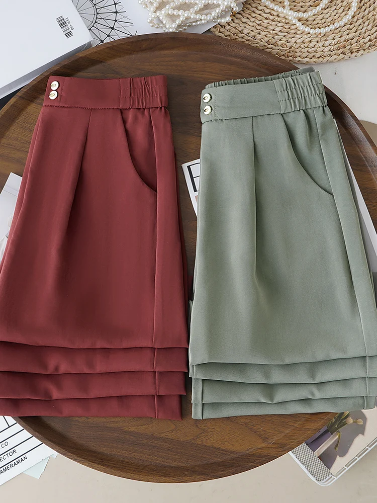 

Slim Fit Ice Silk Wide Leg Pants Women's Summer Thin High Waist Loose Drape Casual Straight Leg Trousers Comfortable Breathable