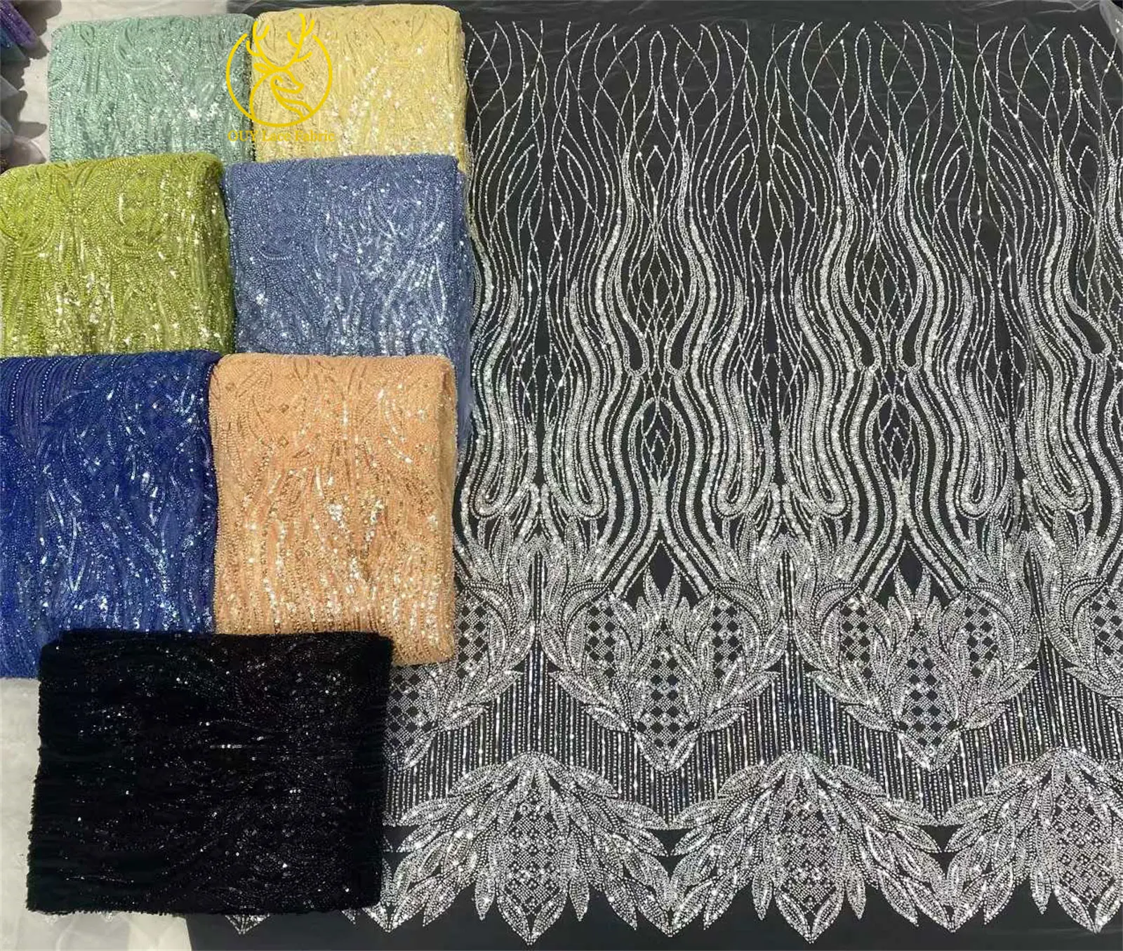 Eleganter Afrikanischer Pailletten-Perlen-Spitzenstoff 2026 Hochwertige Nigerianische Französische Bräutigam-Stickerei Tüll-Spitzenstoff für Braut und Hochzeit – Detail 21
