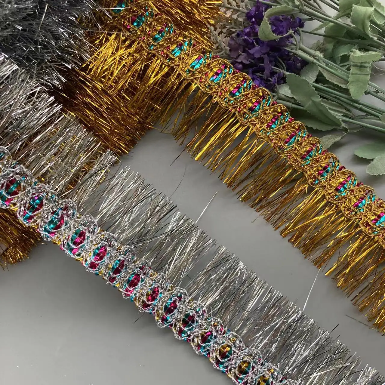 2 Meters Each Pack Long Gold Silver Lace trims Ribbons Weaving Edge Perfect for Festive Decorations Handmade DIY sewing Crafts