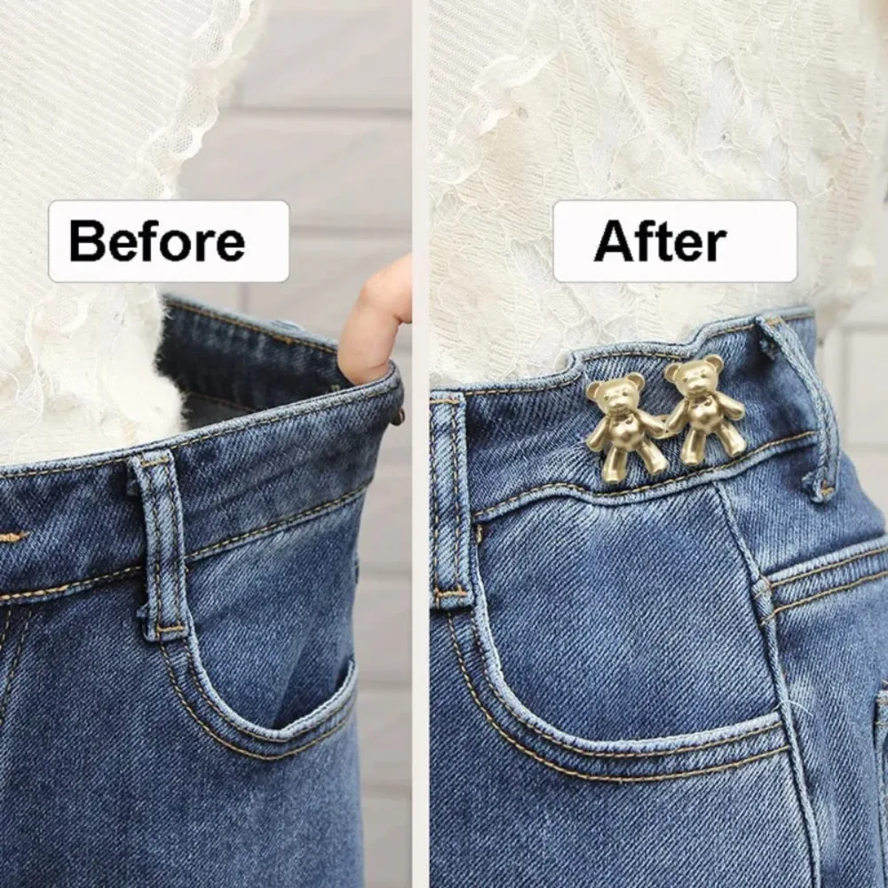 Metal Tighten Waist Button Cute Little Bear Reduce Waist Pants Pin Detachable Retractable Button Jeans