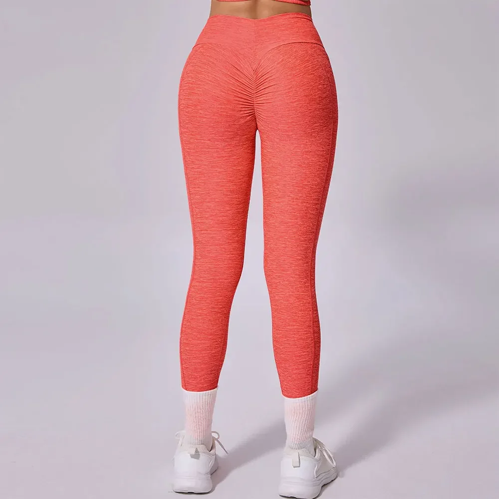 Leggings fitness Leggings sportivi da donna Leggings da yoga solidi elastici a vita alta Palestra da jogging Pantaloni slim push up ad asciugatura rapida Donna