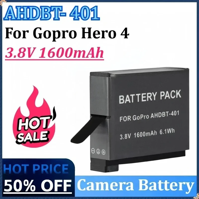

New AHDBT- 401 3.8V 1600mAh Rechargeable Camera Battery for Gopro Hero 4 for Go Pro Hero4 High Quality Action Camera Accessories