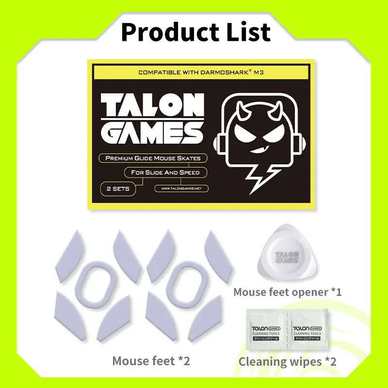 2 Sets TALONGAMES Mouse Feet Light Gray Custom Curved Edge Mouse Skates For Darmoshark M3 Wireless Mouse Feet Replacement