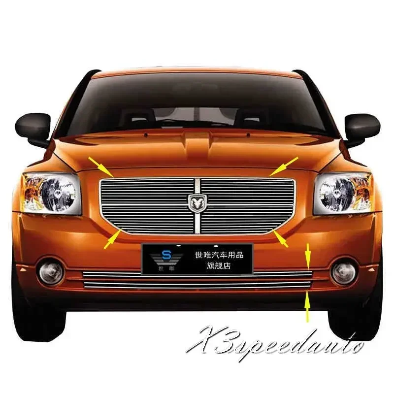 For Dodge Caliber 2008 2009 2010 2011 Racing Grill Grille Front Center Cover Trim High Quality New Aluminum Alloy 6PCS