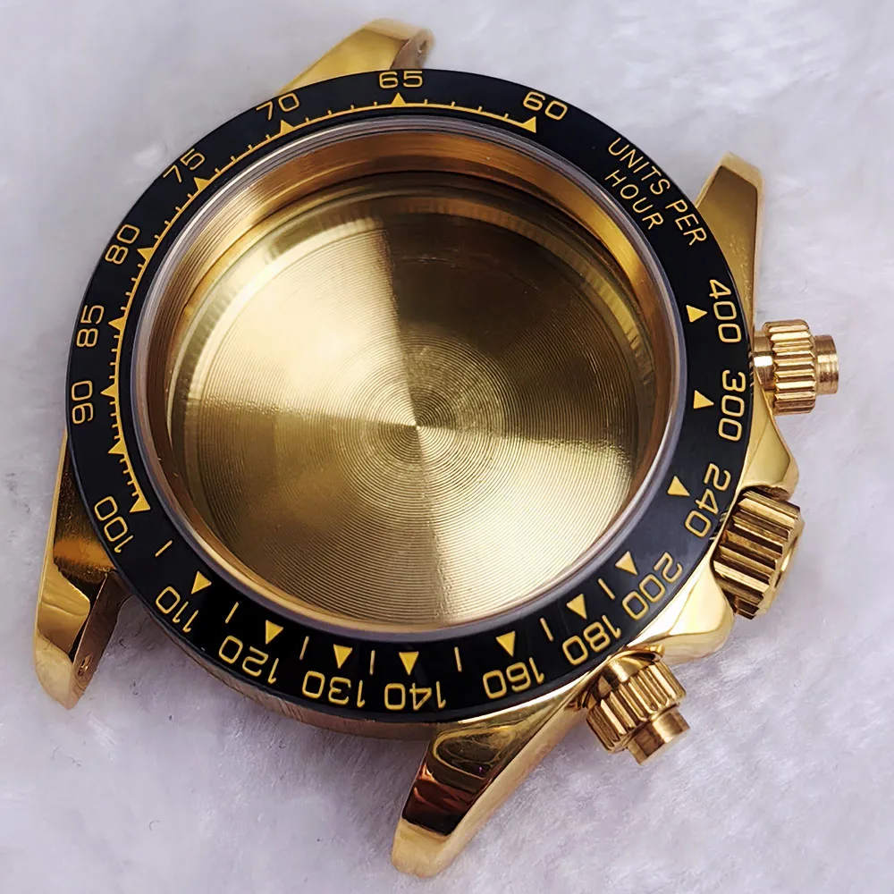 39.3 مللي متر ساعة رجالي الذهب حاوية من الفولاذ المقاوم للصدأ ل VK63 ساعة يد تعمل بالحركة اكسسوارات الساعات لساعات حزام 20 مللي متر