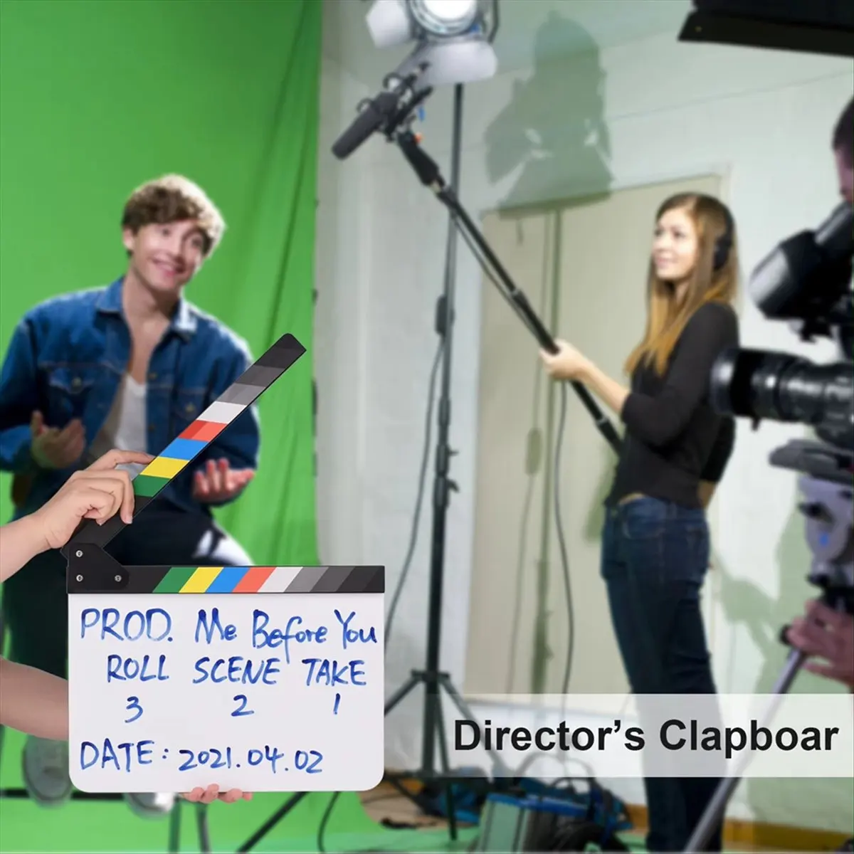 M05K New Film Clapboard Directors Clapper Board Slate Cut Action Scene Blank Clap Board Dry Erase 12 X 9in