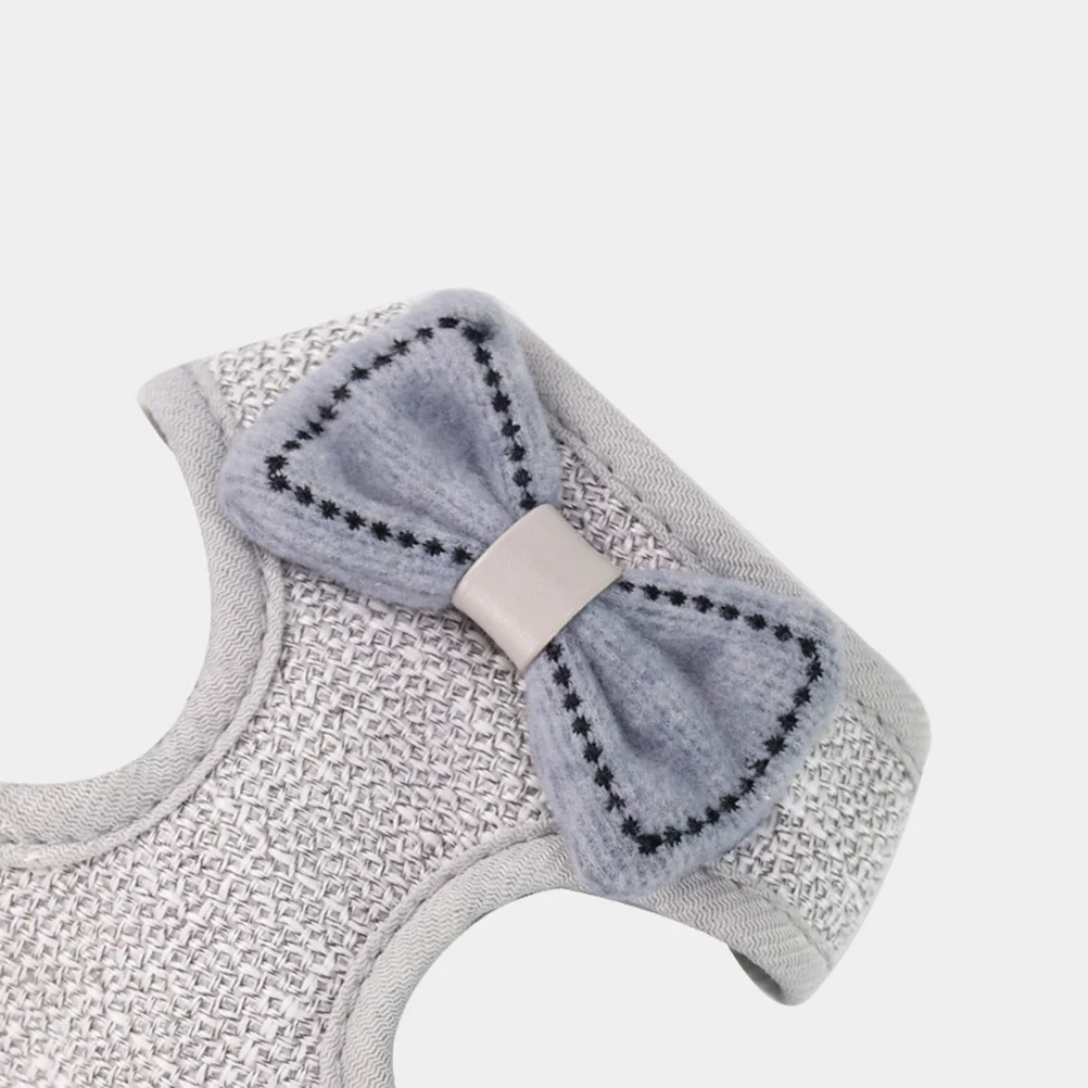 

Bowknot Vest Pet Harness Adjustable Cat Chest Strap Grey Suitable for 2.5kg-10kg Cats Breathable Comfortable Vest Harness
