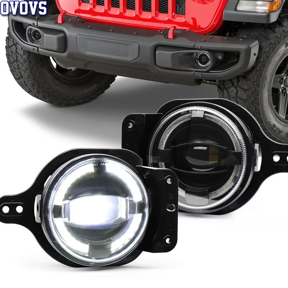 

OVOVS 4 Inch Round LED Fog Lights Halo DRL 30W For Jeep Wrangler JL JLU Gladiator JT 2018-2023