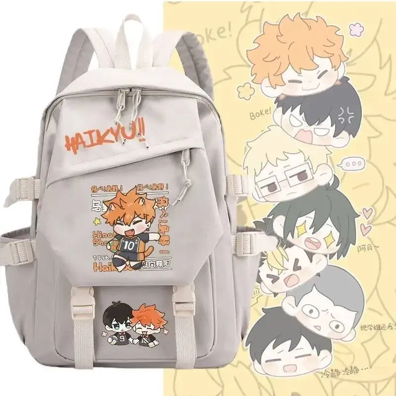 Juego de Anime Chibi negro azul rosa Haikyuu estudiantes adolescentes Mochilas escolares Mochilas de gran capacidad mochilas para regalo
