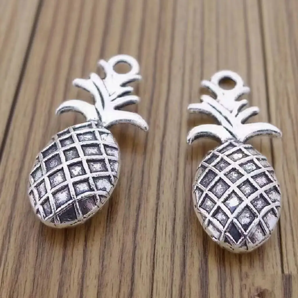 10Pcs/Lot Charms Bromeliaceae Ananas Pineapple 23x10mm Tibetan  Silver Color Pendants Antique Making DIY Handmade Pendant